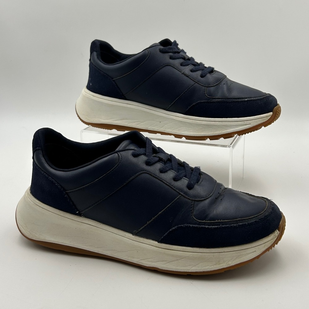 FitFlop Vitamin FF Sneakers Womens Sz 9 Navy Blue Leather Suede Comfort Walking